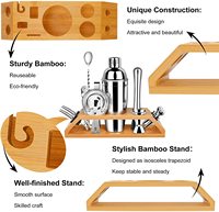 Outils de bar personnalisés, shaker à cocktails en acier inoxydable, kit de barman, ensemble de 13 pièces pour cocktails avec support en bambou