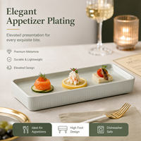Nouvelle assiette de service rectangulaire contemporaine en mélamine, finition mate, durable, écologique, passe au lave-vaisselle, idéale pour la présentation en restaurant