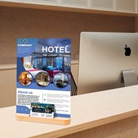 Support de signe en acrylique personnalisé de 8,5x11 pouces, Base en bois en forme de L, cadres en acrylique transparent pour papier de dépliant, Ad Restaurant Promotion Office