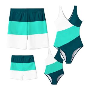 Conjuntos de Trajes de Baño Personalizados de Una Pieza, Ropa de Playa a Juego para Familias con Corte de Un Hombro y Bloques de Color, Bikini de Una Pieza - Product Image 6
