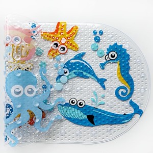 Tappetino Antiscivolo per Vasca da Bagno YIJU con Ventose, 27x15 Pollici, Stampa con Simpatici Animali Marini, per Bambini - Product Image 4