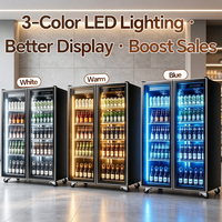 Vitrina Refrigerada de Tres Puertas para Bebidas y Vinos, con Ventilación, Control Digital de Temperatura y Descongelación Automática, Ideal para Supermercados y Tiendas de Conveniencia