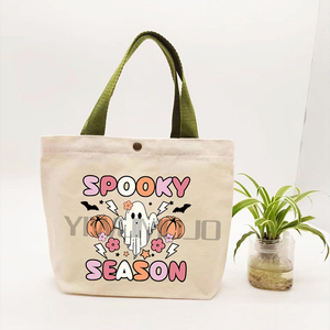 Borsa da donna personalizzata con motivo a tre fantasmi per Halloween, dolcetto o scherzetto senza caramelle, borsa per <span class=keywords><strong>il</strong></span> <span class=keywords><strong>trucco</strong></span> - Product Image 4