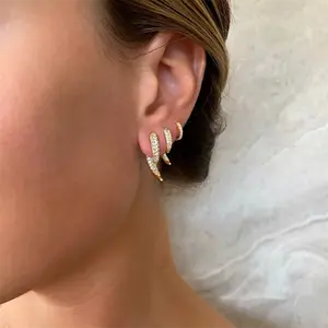 Pave Oorbellen Fashion Ear Jacket Oorbellen Hypoallergeen Rvs 18K Verguld Geluksdier Hoorn Sieraden Hoorn Oorbel