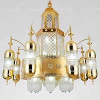 Lustre islamique en laiton doré pour mosquée, éclairage personnalisé pour grands projets, lampe suspendue pour église