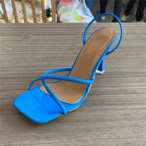 Sandalias grandes de moda para mujer, sandalias informales sexis con correas finas y puntiagudas, antideslizantes, con cierre de cordones - Product Image 5