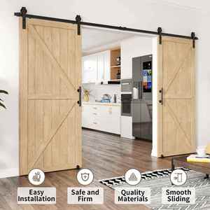 WEKIS M00002 Steel Brass Barn Door Hardware <b>Kits</b> Screw Easy-Install Sliding 120kg Capacity Durable for Outdoor Bedroom Kitchen - Product Image 5
