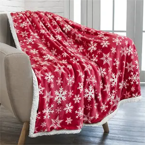 Coperta regalo di natale fiocco di neve rosso soffice flanella in pile spessa calda accogliente doppia coperta natalizia invernale per la decorazione domestica