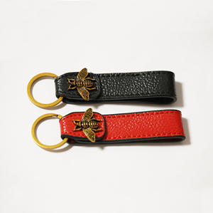 Schwarz echtes Leder Fuchs keychain red leder schlüssel kette mit little bee form für auto - Product Image 1