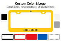 BOLONG TOP TREND Cadre de plaque d'immatriculation vierge en ABS pour voiture, taille US 12x6, support de numéro de voiture en plastique, logo personnalisé, plusieurs couleurs disponibles