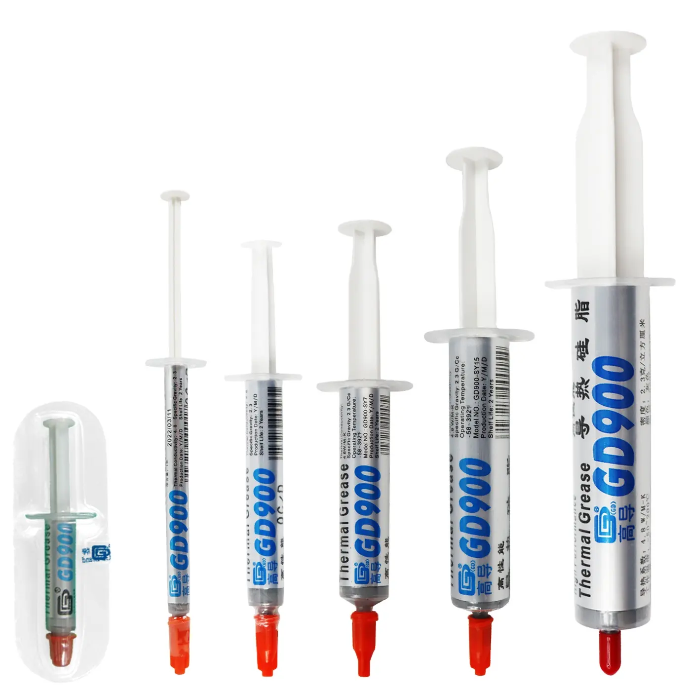 Net Weight 1/3/7/15/30 Grams Syringe Packaging Gray GD900 Thermal Conductive Grease Paste Plaster CPU Heat Sink Commpound SSY