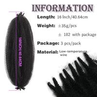 Lot de 3 mèches de cheveux pré-étirées Afro Kinky pour tresses, 205g, 24 pouces, couleur gris, extensions Cuban Twist