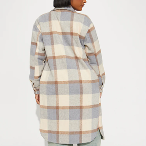 <span class=keywords><strong>Camicia</strong></span> Lunga Oversize a Quadri per Donna, Design Personalizzato all'Ingrosso, T-shirt con <span class=keywords><strong>Colletto</strong></span> e Bottoni in Cotone a Maniche Lunghe - Product Image 2