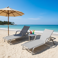 Ensemble de chaises longues réglables en aluminium modernes, chaises longues d'extérieur, table d'appoint en métal, tout temps, bord de piscine, jardin