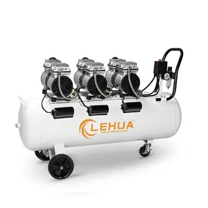 Silent 100L 0.55KW*3/0.75*3HP 180L/Min 8Bar 1440RPM piston oilless dental air compressor