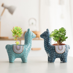 llama pots ceramic planter small pots for plants succulent flower pot