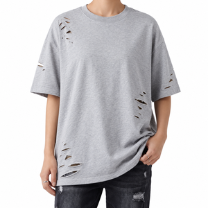Camiseta Oversize Unisex Personalizada con Efecto Desgastado, Cuello Redondo, Hombros Caídos, Manga Corta, Estilo Urbano, Venta al por Mayor, Marca Privada, OEM, ODM - Product Image 1