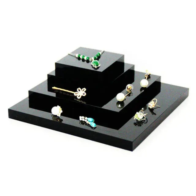 Оптовая продажа на заказ акриловые ювелирные изделия дисплей Блок прозрачное ожерелье кольцо Дисплей куб черные серьги дисплей стенд