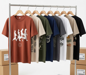 T-shirts unisexes premium d'été en coton pur, coupe ample, imprimé artistique esthétique, déstockage, taille unique, sans marque - Product Image 1