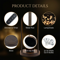 Lampe chauffe-cire à base ronde en métal noir cintrée, effet d'ombre, pour décoration intérieure style bohème et fermier, et idée cadeau