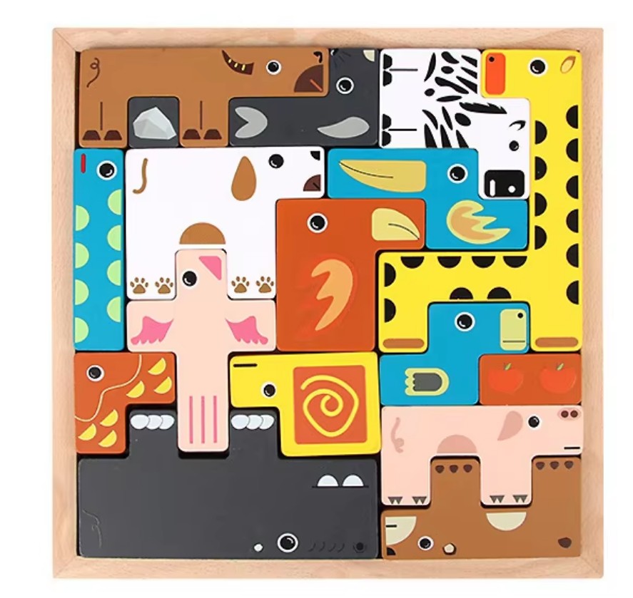 Boîte de puzzle-animaux en couleur