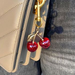 Cute Gold Crystal Cherry Charm Keychain Glitter Bow Keyring <b>Purses</b> <b>Backpack</b> Bag Pendant Jewelry Accessories Bling Fruit Key Ring - Product Image 4