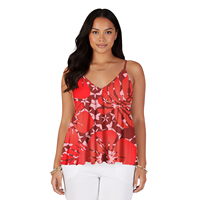 Chemisier plissé à bretelles à col en V, imprimé HD, motif Îles Polynésiennes, Fleurs Samoanes, style Hawaïen, grande taille, pour la plage et les événements, vêtement personnalisé