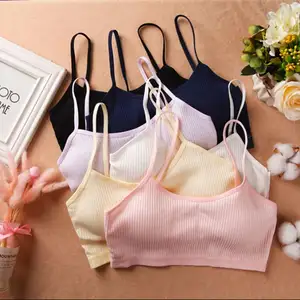 U1388 Grosir Nyaman Warna Solid Bra Payudara Murah Sexy Stripe Mengumpulkan Rompi Padded Gadis Muda Bra