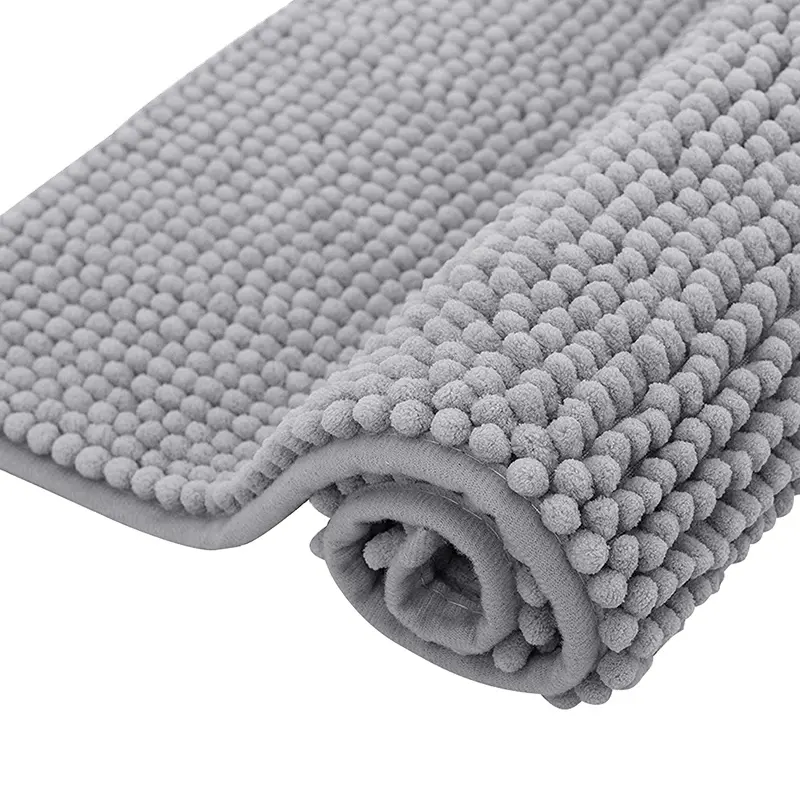 Wholesale chenille bath mat anti slip microfiber shaggy chenille mat for bathroom