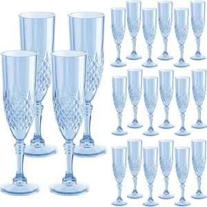 Flute Champagne Glass Crystal Clear Retro Plastic Disposable Wine Goblet Glasses Reusable Portable for Party Supplies - Product Image 3