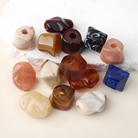 Perles acryliques à gros trous pour la fabrication de bijoux en gros |   Perles en vrac ovales couleur écaille de tortue ambre pour collier bohème, maillot de bain, bikini, DIY