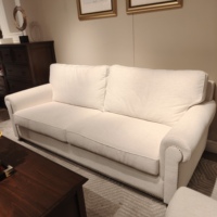 Conjunto de Sofá y Sillón de Madera Maciza, Estilo Clásico Minimalista, Diseño Retro Americano, Remaches Decorativos, Muebles Ecológicos para Villa Retro