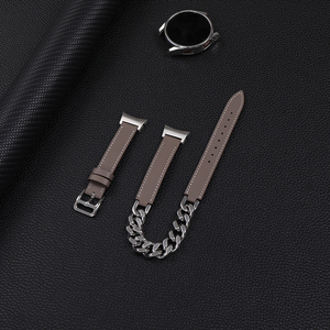 Correa de Reloj de Acero Inoxidable de 20 <span class=keywords><strong>mm</strong></span> para <span class=keywords><strong>Samsung</strong></span> <span class=keywords><strong>Watch</strong></span> <span class=keywords><strong>4</strong></span>, Correa de Cuero Genuino para Reloj Inteligente, Cadena Metálica de Doble Trenzado - Product Image 4