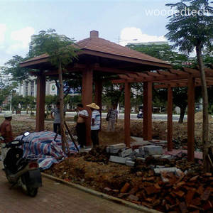 Đương Đại Composite gỗ nhựa Pavilion pergola với tấm kính cường lực, hoàn hảo cho phòng chờ ngoài trời và quán cà phê - Product Image 2