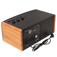 EDIFIER D12 Enceinte de bureau intégrée 2.0 canaux, boîtier en bois 5.0, contrôle des basses et des aigus, entrée AUX LINE, enceinte pour ordinateur