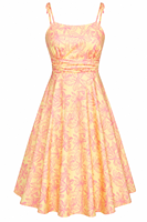 Robe d'été mi-longue pour femme à imprimé fruits, bretelles spaghetti, épaules nouées, coupe trapèze, idéale pour les vacances, vente en gros
