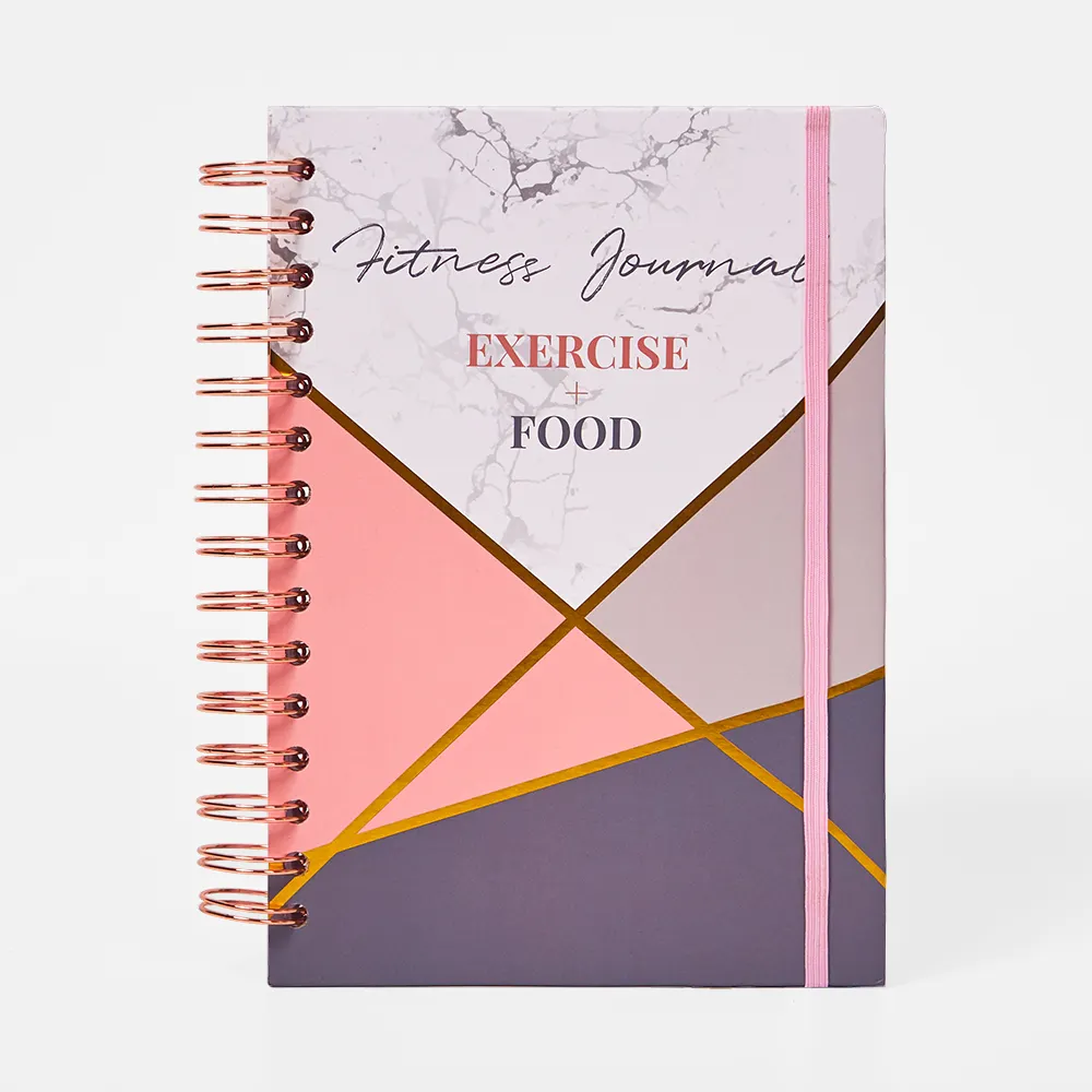 Caderno de capa dura personalizável para planejador espiral A5, diário para moda diária, exercícios, comida, fitness, capa de papel