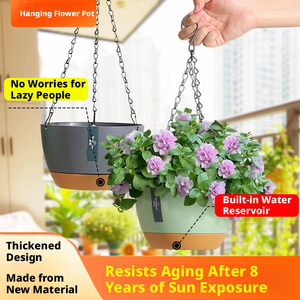 <span class=keywords><strong>Maceta</strong></span> Colgante de Plástico de Doble Cadena con Autorriego para Suculentas, con Orificio de Drenaje, Capacidad de 2.8-7L, ¡Venta Caliente! - Product Image 2