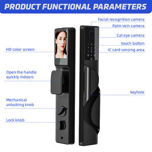 Serrure de porte intelligente WiFi Tuya avec interphone visuel en temps réel, reconnaissance faciale et empreinte digitale, dotée d'une caméra - Product Image 5
