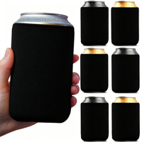 Lot de 150 manchons isothermes vierges en néoprène noir pliables pour canettes et bouteilles de bière et de soda, pour fêtes et mariages