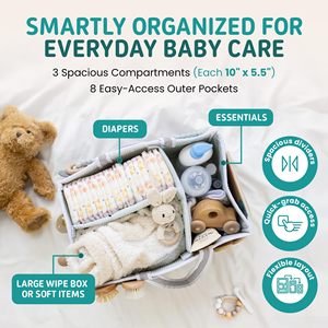 Organisateur de couches pliable pour bébé, grand sac de rangement en polyester pour table à langer ou voiture, idéal pour les nouvelles mamans - Product Image 2