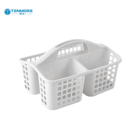 Panier de Douche Portable Blanc à 3 Compartiments, Organisateur de Salle de Bain en PP Respirant avec Poignée