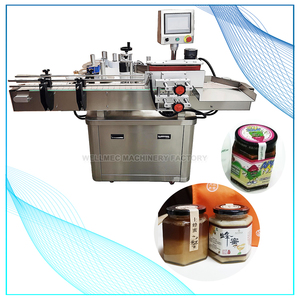 Machine d'étiquetage automatique de bouteilles hexagonales <span class=keywords><strong>360</strong></span> °   Étiqueteuse enveloppante pour bocaux hexagonaux en verre / carrés / contenants irréguliers - Product Image 1