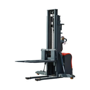 2T 3.5m Electric Pallet Stacker Truck With Adjustable Lifting Forks Walking Stand-On Type For Warehouses