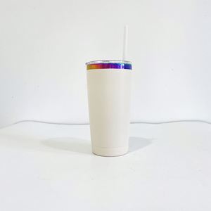 Vaso Térmico Holográfico Blanco y Negro de 20 oz, Taza de Café de Acero Inoxidable con Recubrimiento Arcoíris - Product Image 4