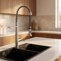 Robinet de cuisine en acier inoxydable 304 pour eau potable, mitigeur d'évier à poignée unique extractible 3 voies
