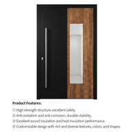 Puerta de Entrada Industrial de Aluminio, Color Gris Oscuro con Aspecto de Concreto, Puerta Principal con Detalles en Cobre, Cerradura con Huella Dactilar para Apartamento