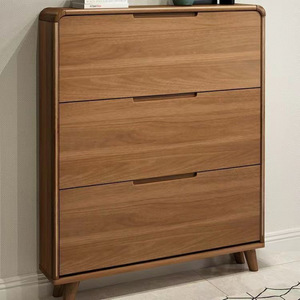 Mueble Zapatero Minimalista de Madera Maciza con Tapa Abatible, 17 cm de Ancho, 3 Cajones, Ahorro de Espacio, Almacenamiento para Entrada, Mueble para Sala de Estar - Product Image 1