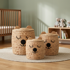 Handwoven Modern <b>Foldable</b> Wicker Storage <b>Basket</b> HS 6671 Natural Sustainable Eco-Friendly Home Organization Solution Laundry - Product Image 1