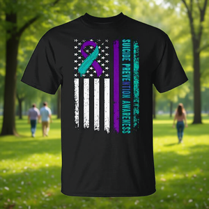 T-shirt de soutien à la prévention du suicide avec ruban du drapeau américain - Product Image 3